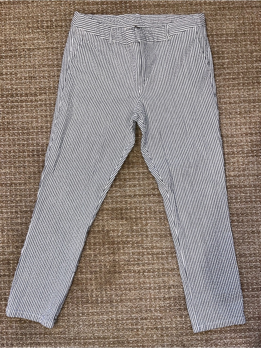Kut from the Kloth Seersucker Skinny Ankle Pants Striped Sz 10